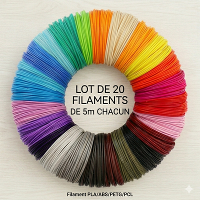 Pack filaments 100m ( 20 bobines)