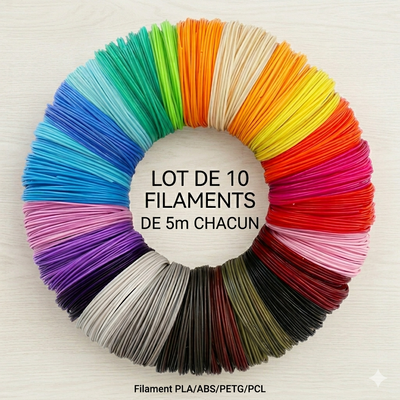 Pack Filaments 50m ( 10 bobines)